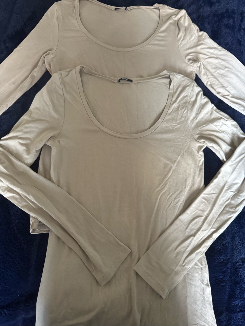 Set of 2 Long-Sleeve Scoop Neck Top - Neutral Taupe